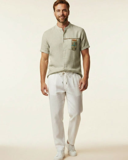 Idris T-Shirt - Linen in Aeh220