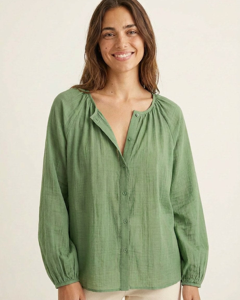 Luca Shirt - Relaxed Linen in Avocado Green