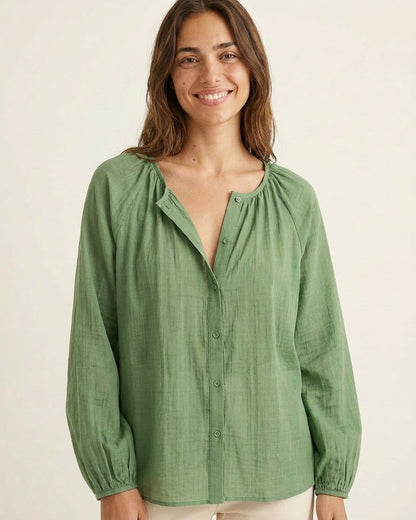 Luca Shirt - Relaxed Linen in Avocado Green
