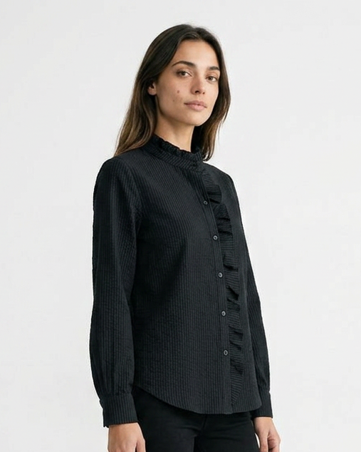 Zeno Blouse - Stand-Collar in black