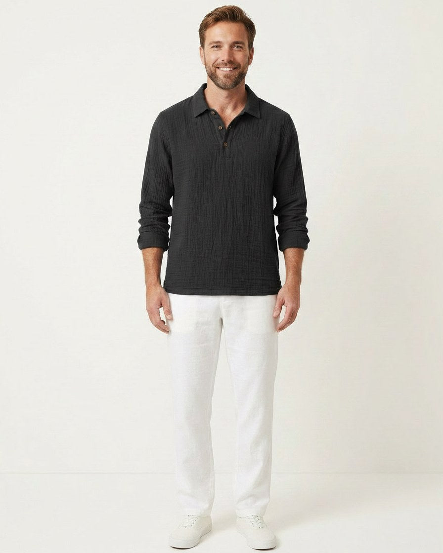 Ugo T-Shirt - Relaxed Linen in Black