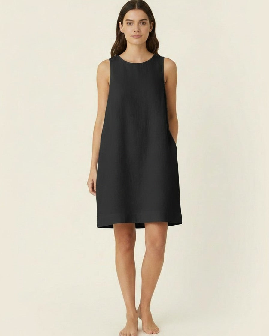 Cleo Dress - Linen in Black