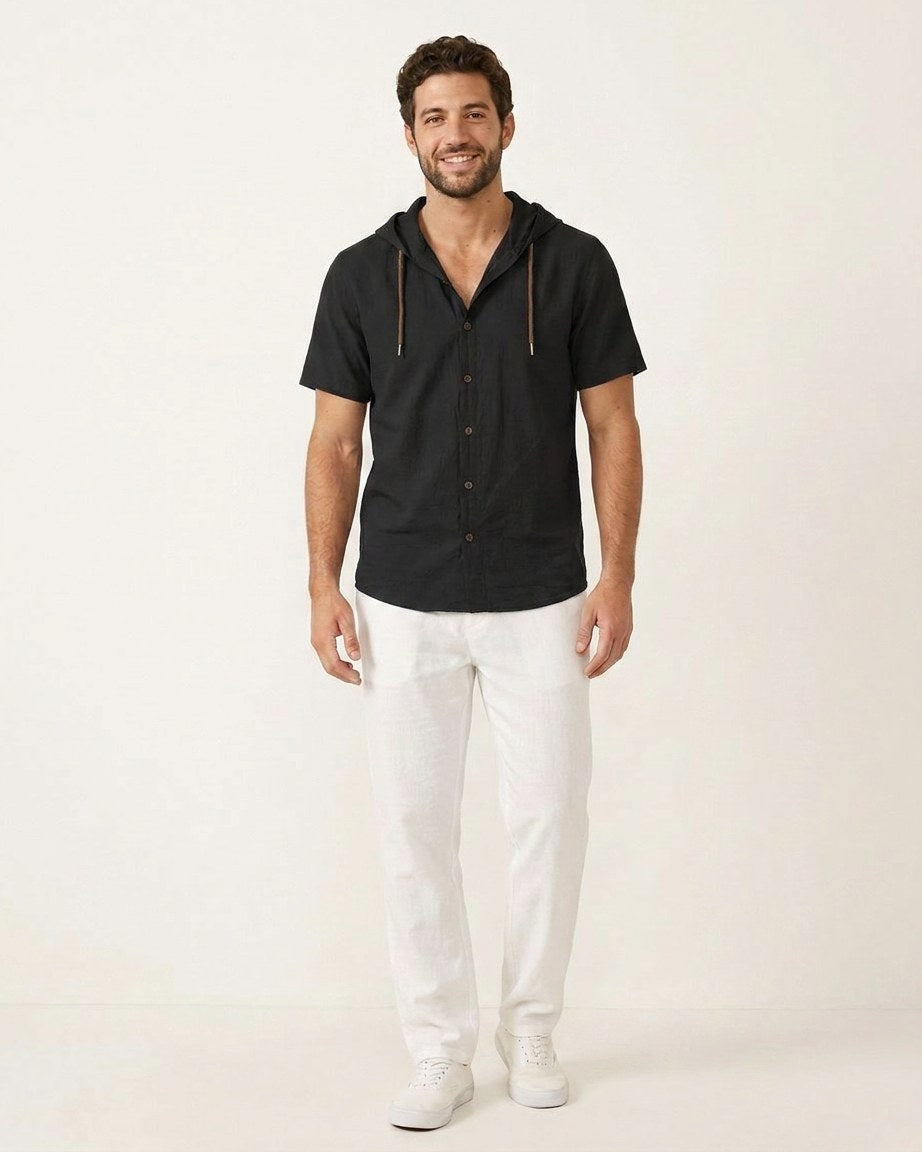 Daan Shirt - Relaxed Linen in Black