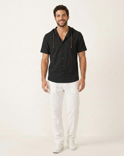 Daan Shirt - Relaxed Linen in Black