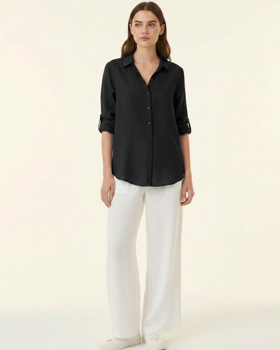 Lior Blouse - Relaxed Linen in Black