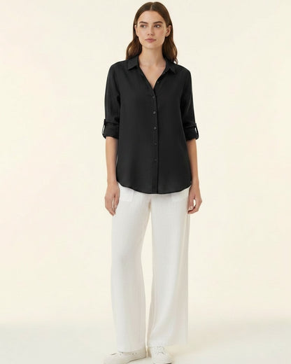 Lior Blouse - Relaxed Linen in Black