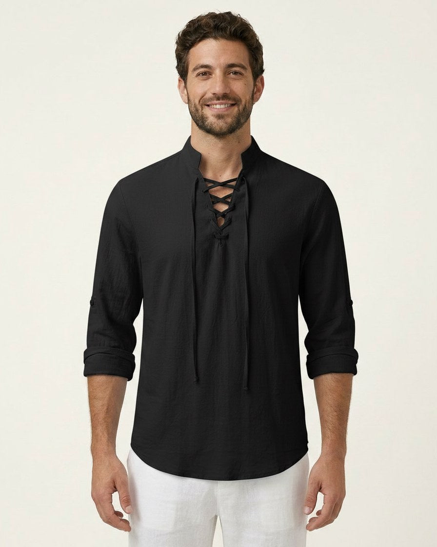 Xen Shirt - Linen in Black