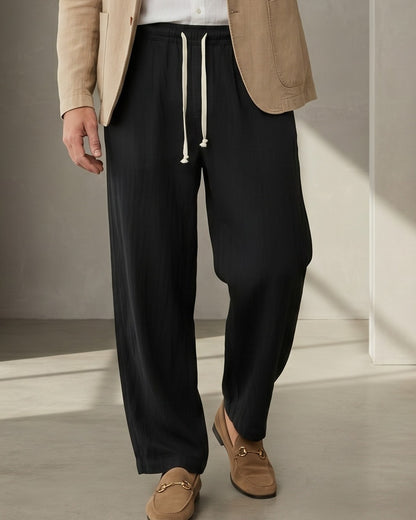 Cove Trousers - Relaxed Wide-Leg Linen in Black