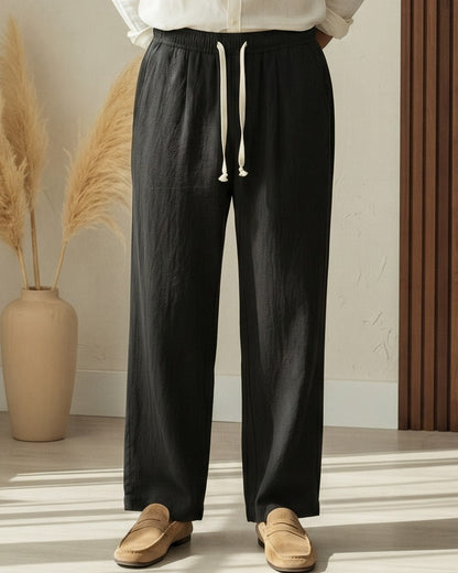 Cove Trousers - Relaxed Wide-Leg Linen in Black