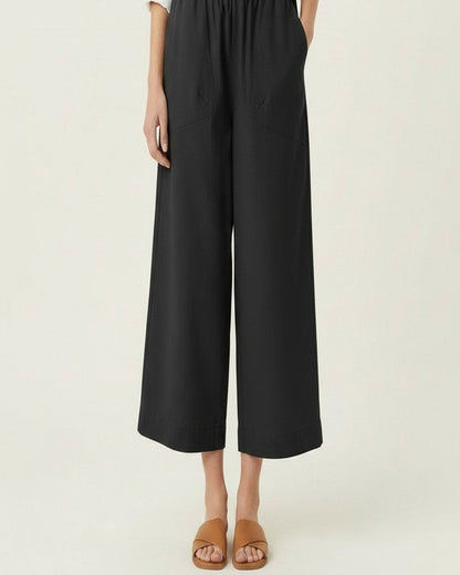 Yoel Trousers - Relaxed Wide-Leg Linen in Black