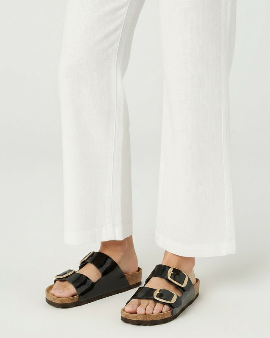 Gael Sandals - Faux Leather in Black Patent