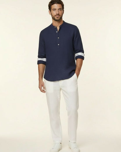 Wren Shirt - Relaxed Linen in Blue