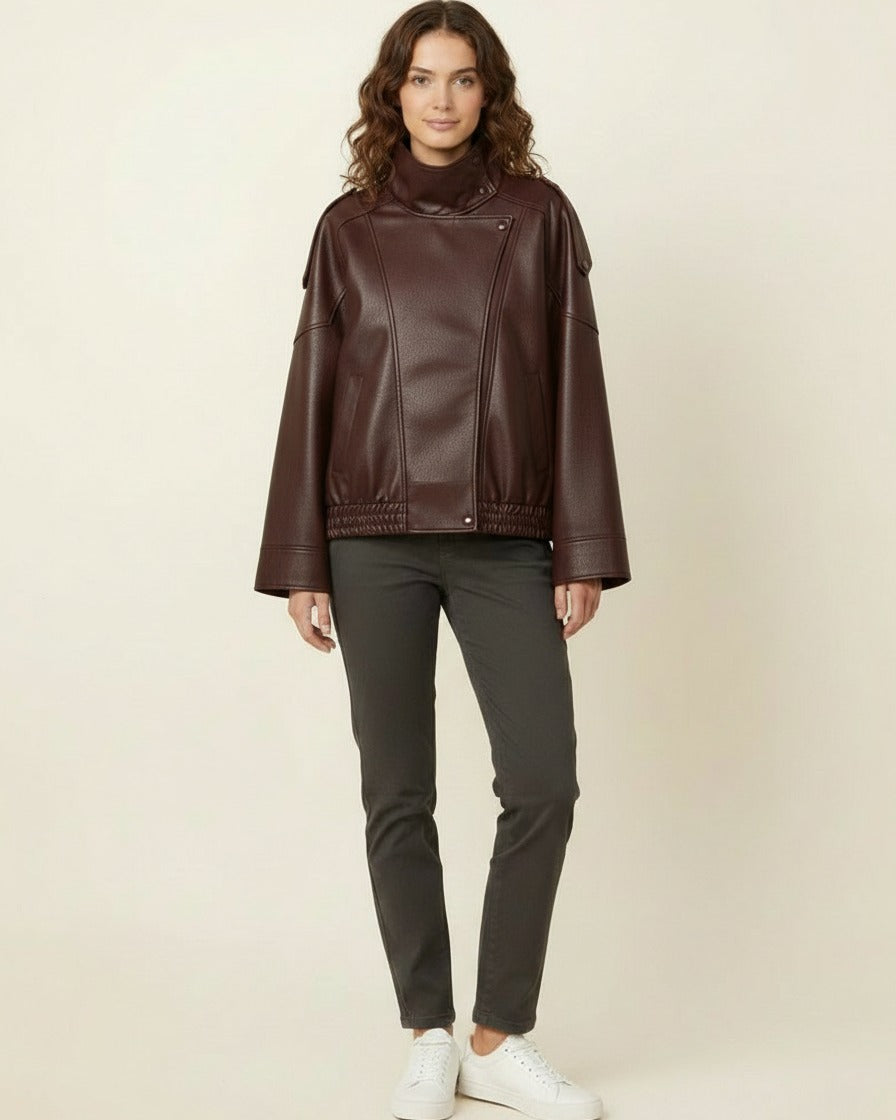 Wren Jacket - Relaxed Faux Leather in brown