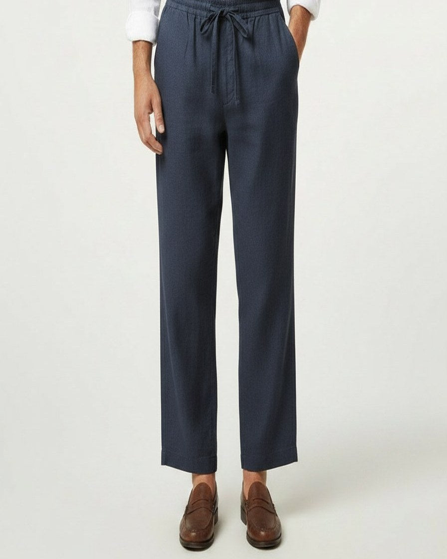 Lars Trousers - Relaxed Linen in Dark Blue