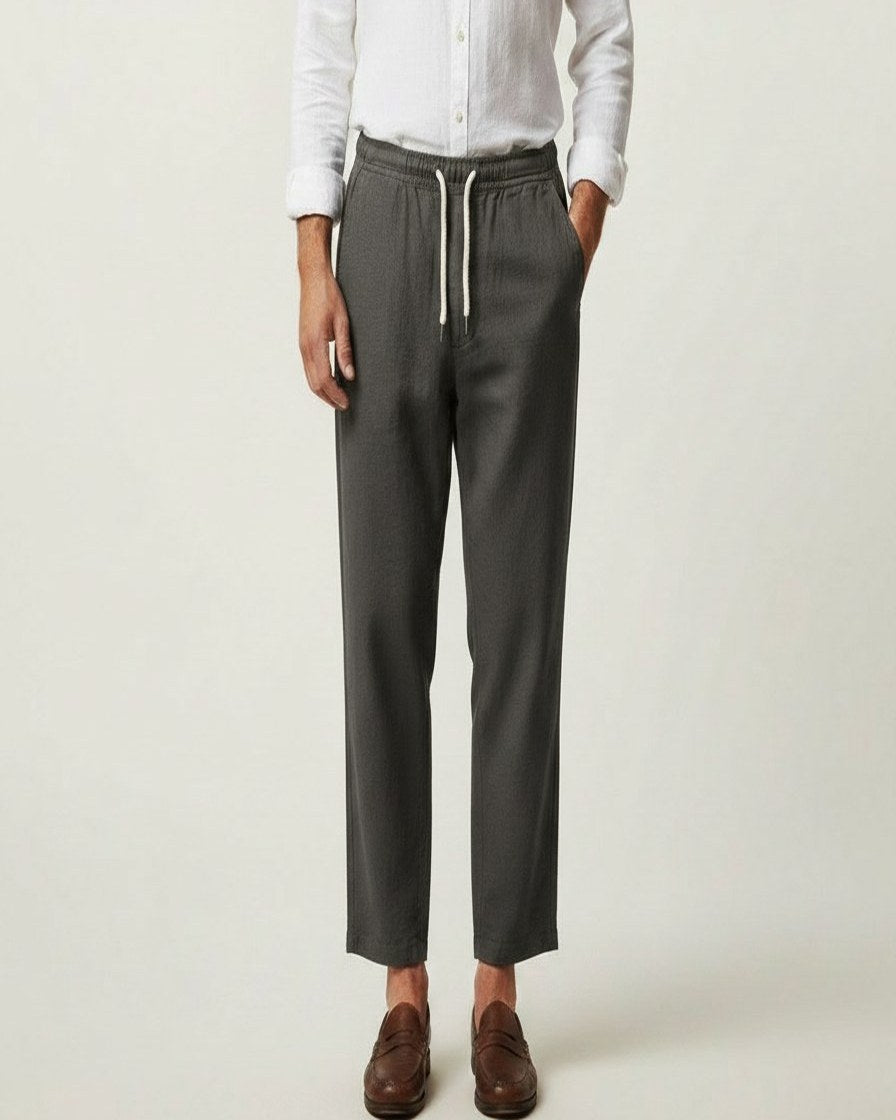 Pael Trousers - Relaxed Linen in Dark Gray