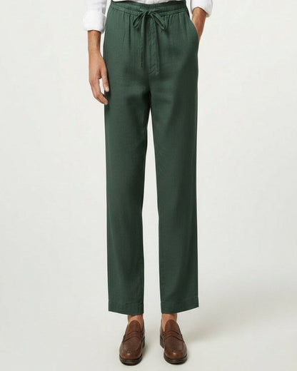 Lars Trousers - Relaxed Linen in Dark Green