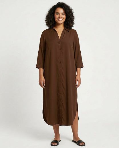 Aster Dress - Relaxed in Donkerbruin