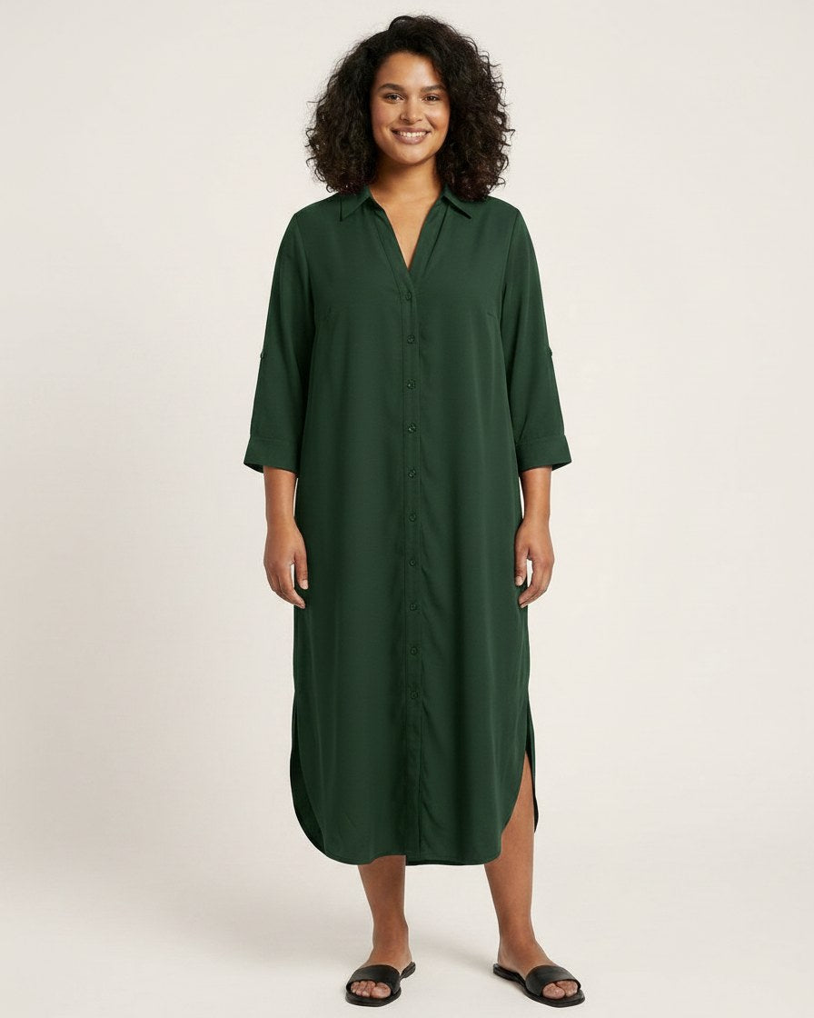 Aster Dress - Relaxed in Donkergroen