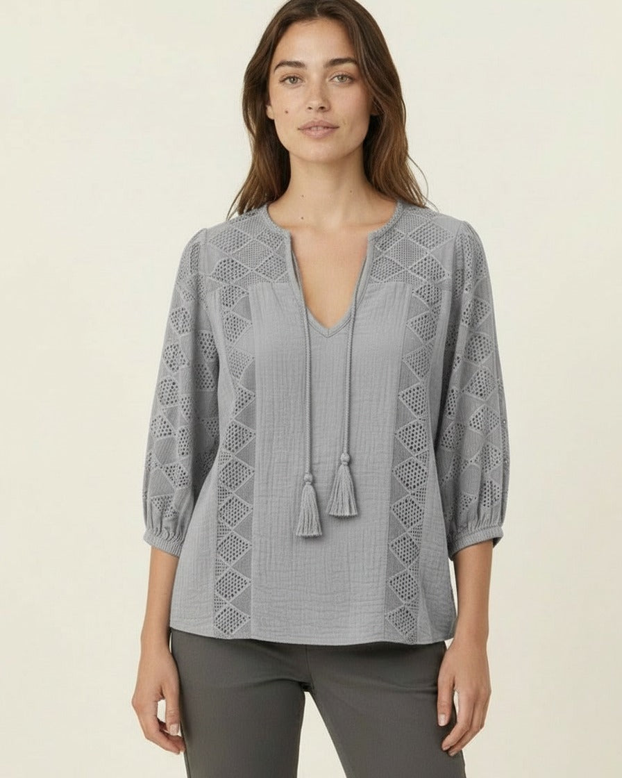 Luca Blouse - Cotton in GRAY