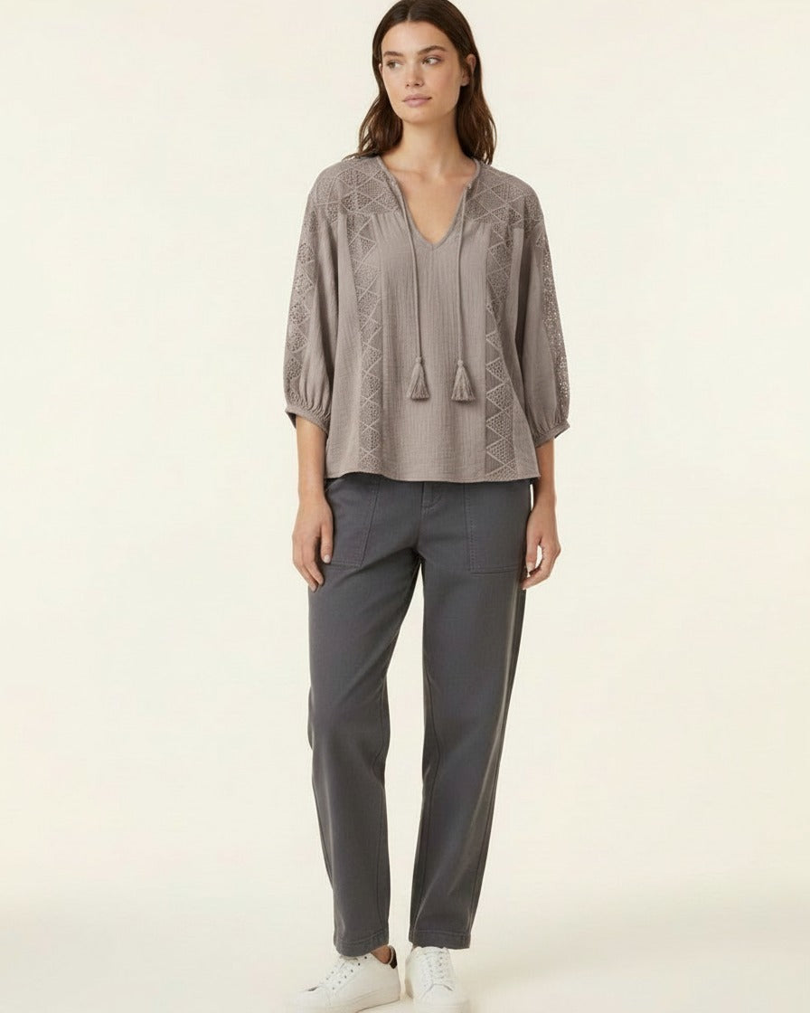 Hugo Blouse - Cotton in GRAY