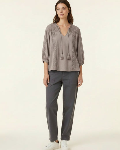 Hugo Blouse - Cotton in GRAY