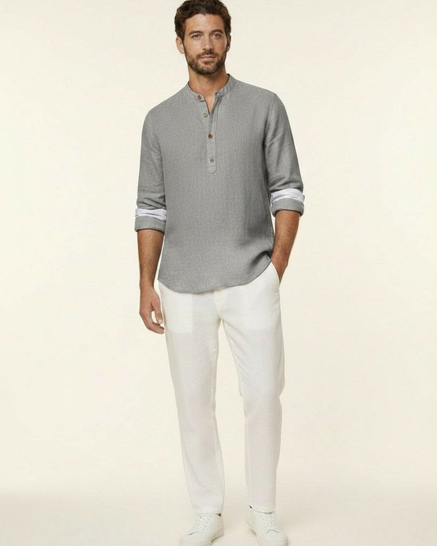 Wren Shirt - Relaxed Linen in Gray