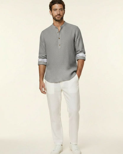 Wren Shirt - Relaxed Linen in Gray