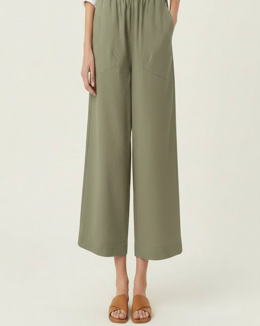Yoel Trousers - Relaxed Wide-Leg Linen in Green