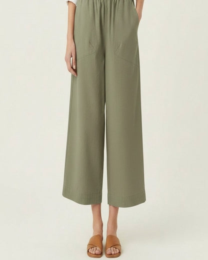 Yoel Trousers - Relaxed Wide-Leg Linen in Green