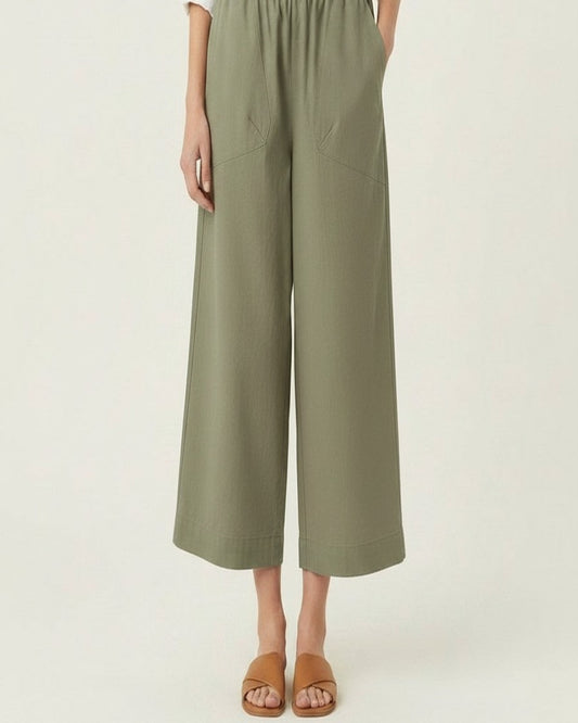 Yoel Trousers - Relaxed Wide-Leg Linen in Green