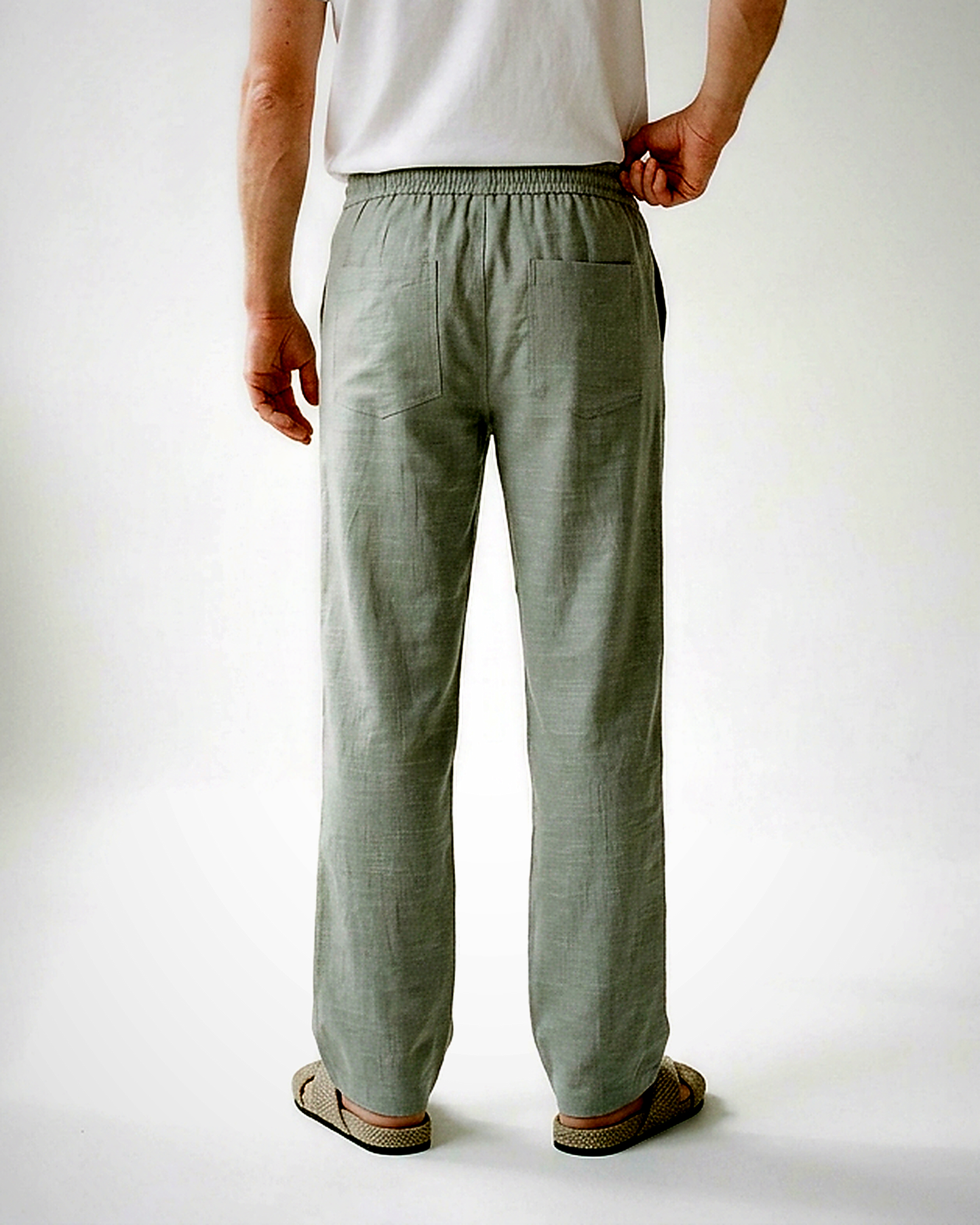 Stone Trousers - Relaxed Straight-Leg Linen in Green