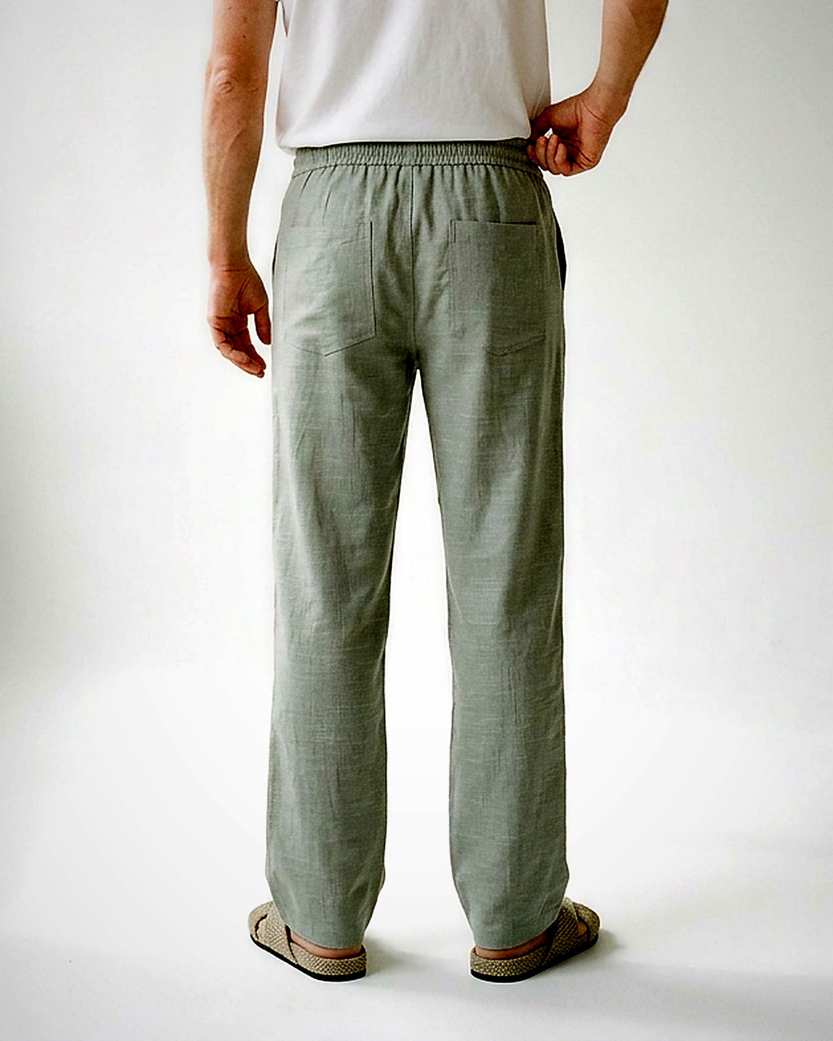 Stone Trousers - Relaxed Straight-Leg Linen in Green