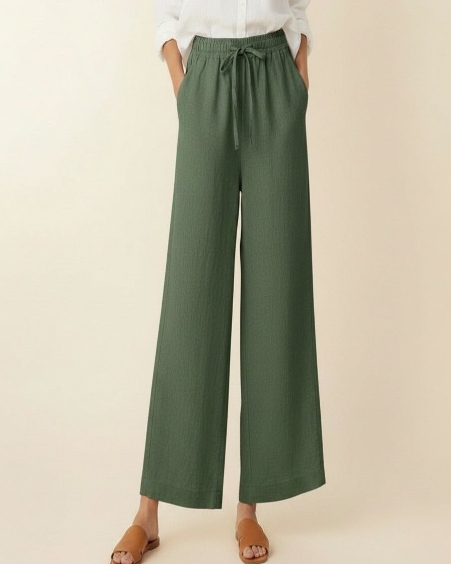 Cove Trousers - Wide-Leg Denim in green