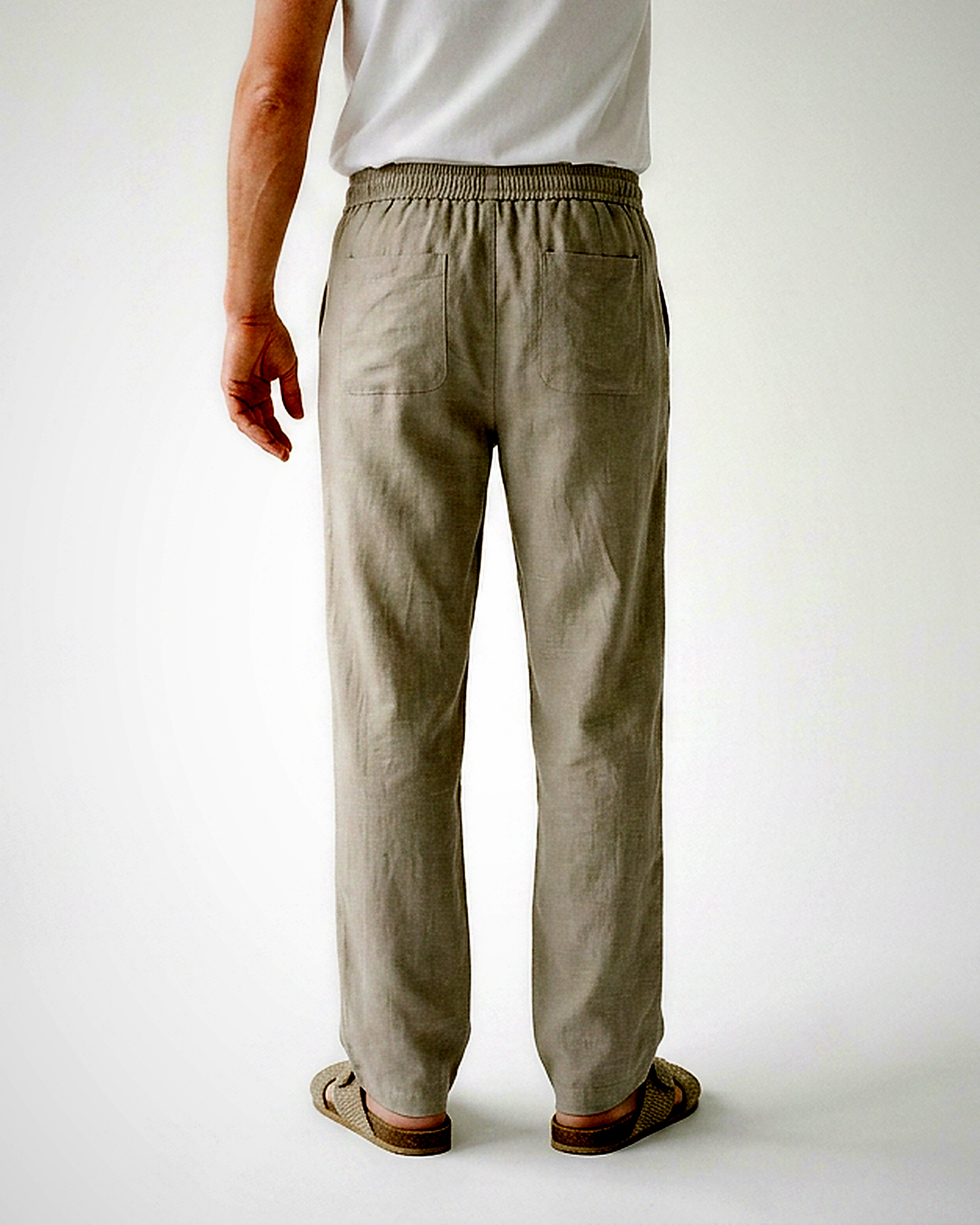 Stone Trousers - Relaxed Straight-Leg Linen in Khaki