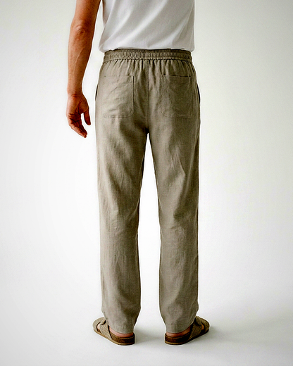 Stone Trousers - Relaxed Straight-Leg Linen in Khaki