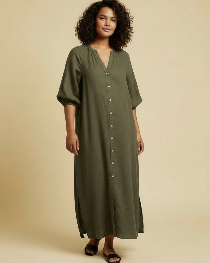 Tael Dress - Relaxed Linen in Khaki