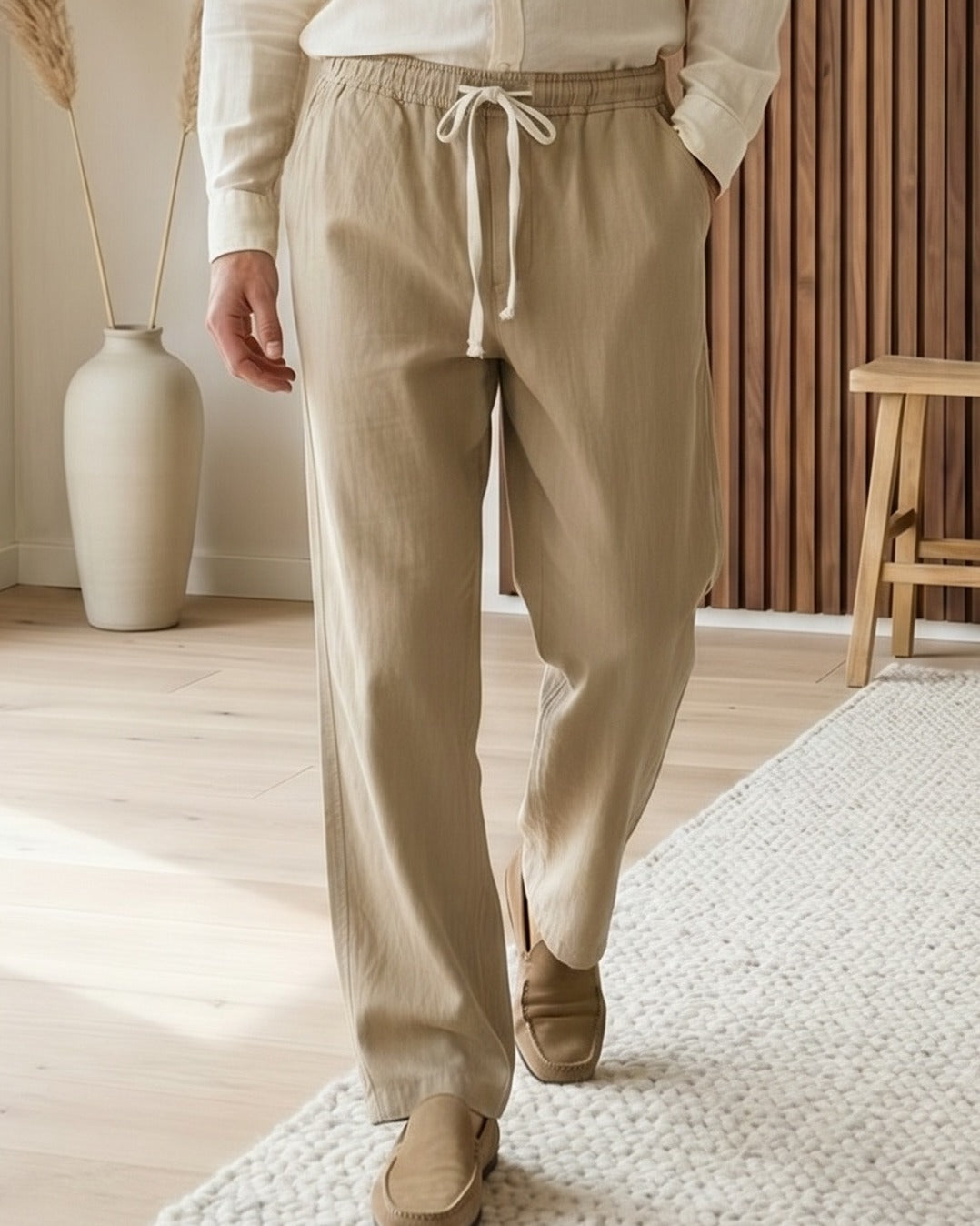 Cove Trousers - Relaxed Wide-Leg Linen in Khaki
