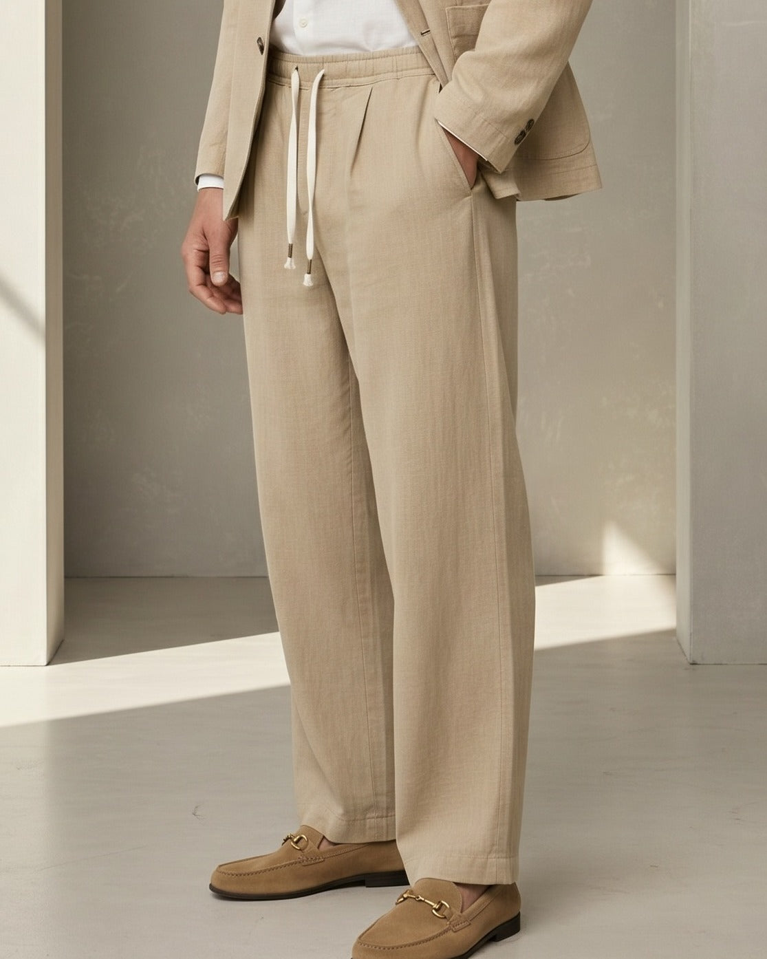 Cove Trousers - Relaxed Wide-Leg Linen in Khaki