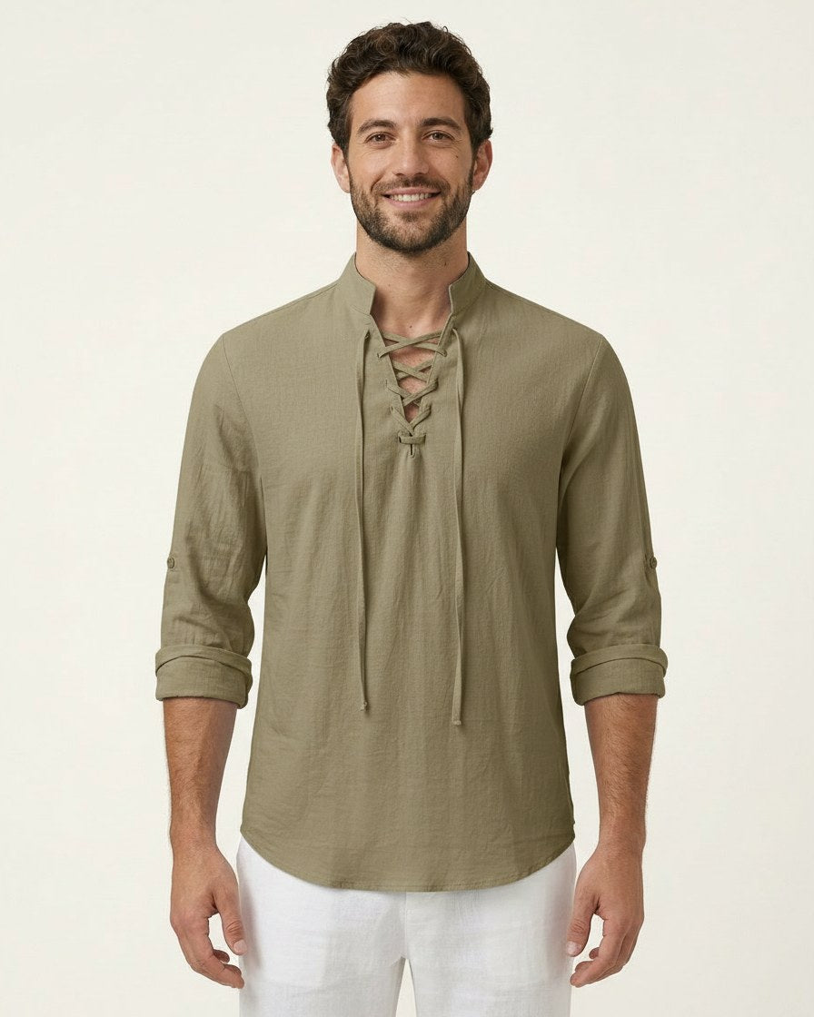 Xen Shirt - Linen in Khaki