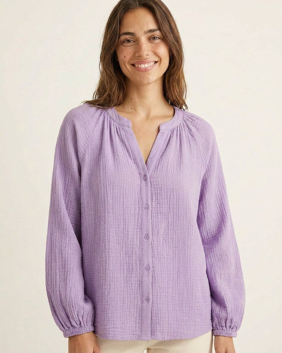 Luca Shirt - Relaxed Linen in Lavender Purple