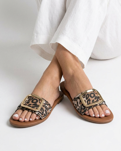 Arco Sandals in Leopard print - front variant leopard print