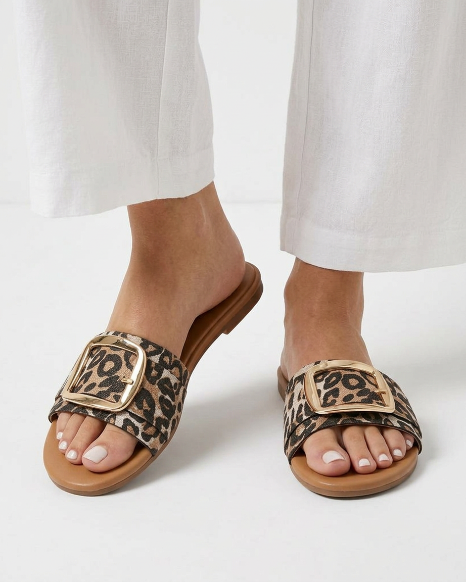 Arco Sandals in Leopard print - front variant leopard print