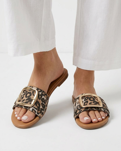 Arco Sandals in Leopard print - front variant leopard print