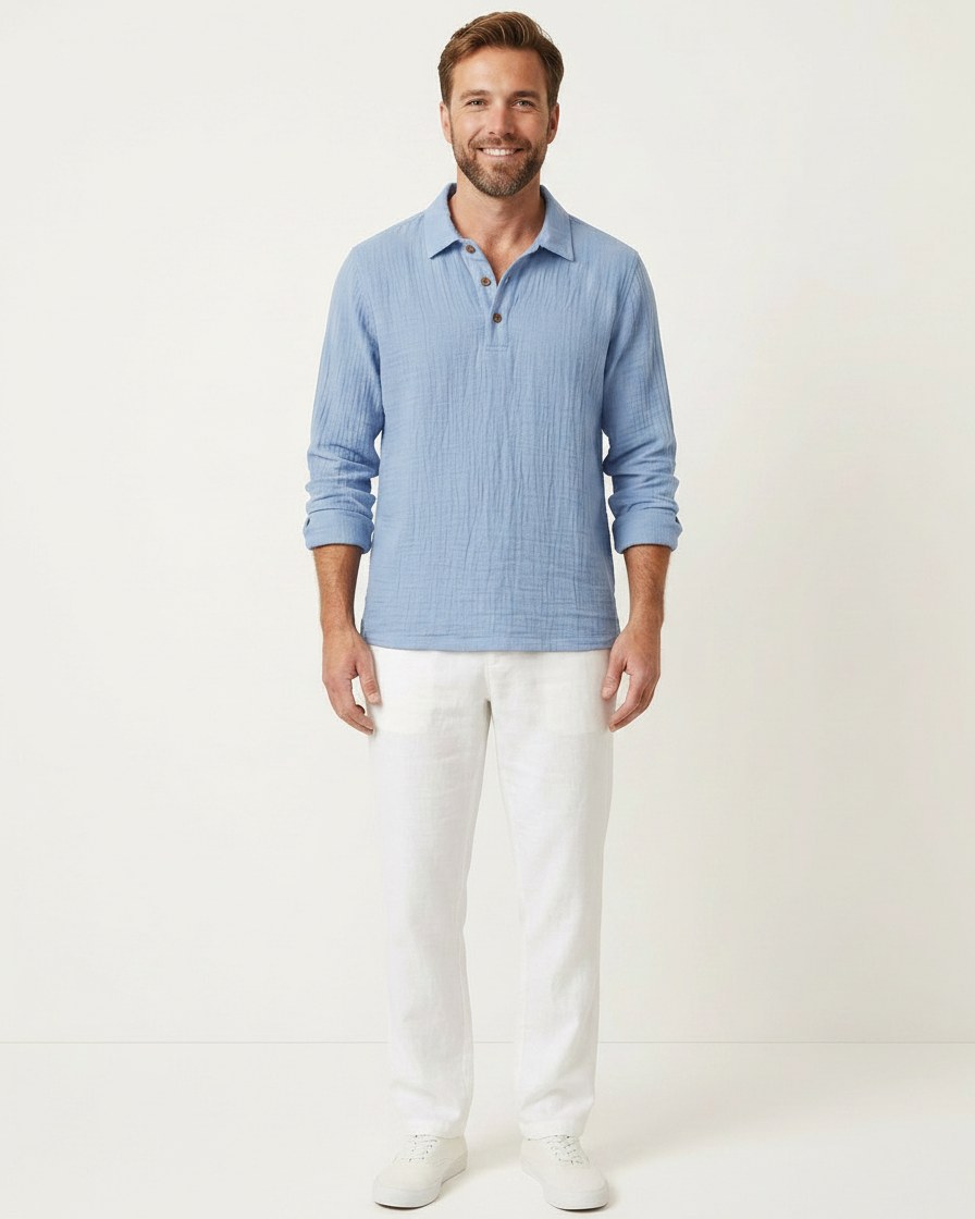 Ugo T-Shirt - Relaxed Linen in Light blue