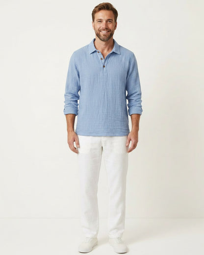 Ugo T-Shirt - Relaxed Linen in Light blue
