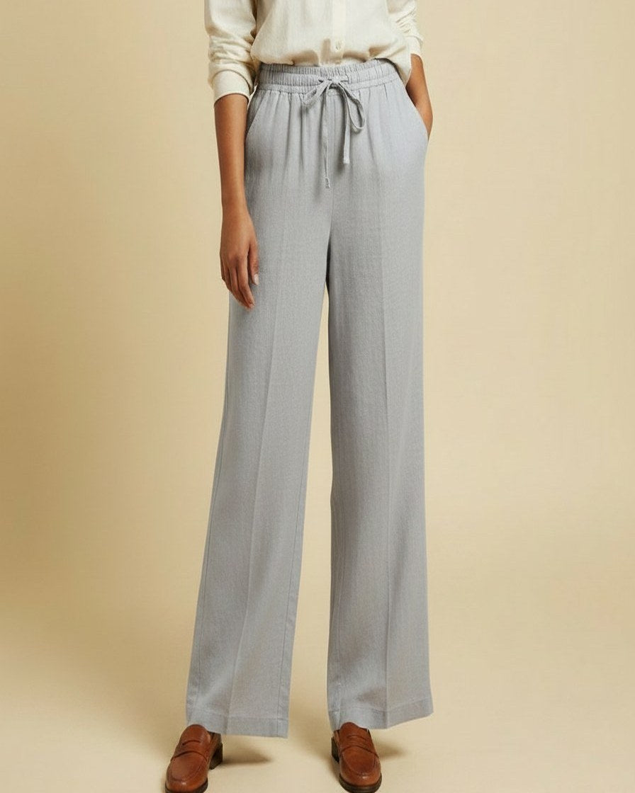 Sloane Trousers - Relaxed Wide-Leg Linen in Light Grey