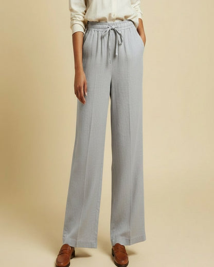 Sloane Trousers - Relaxed Wide-Leg Linen in Light Grey