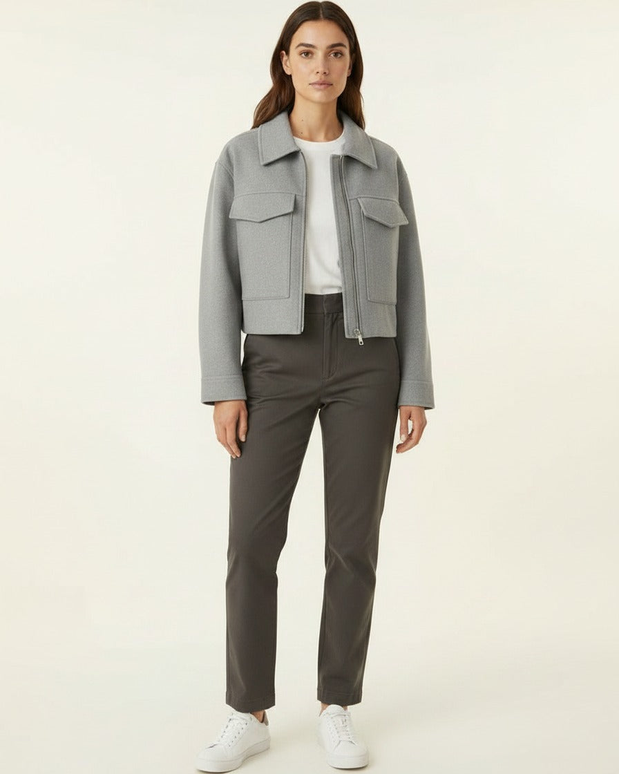 Oran Jacket - Zip in Light Grey