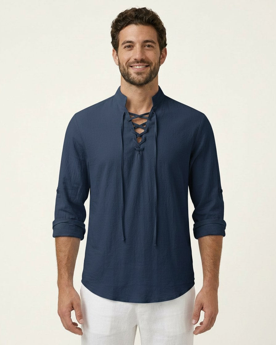 Xen Shirt - Linen in Navy