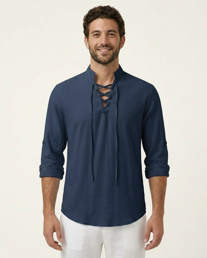 Xen Shirt - Linen in Navy
